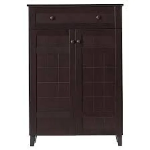 BOXED MODERN 15 PAIR SHOE STORAGE CABINET - CAPPUCCINO (1 BOX)