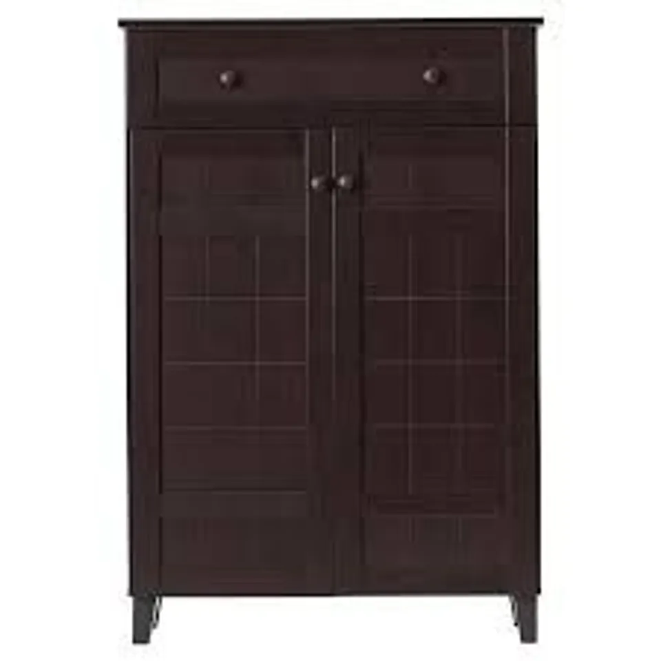 BOXED MODERN 15 PAIR SHOE STORAGE CABINET - CAPPUCCINO (1 BOX)