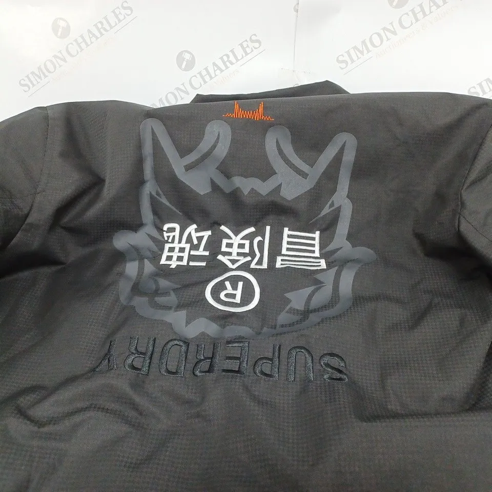 SUPERDRY WATERPROOF BUTTON JACKET, BLACK - SIZE M/L