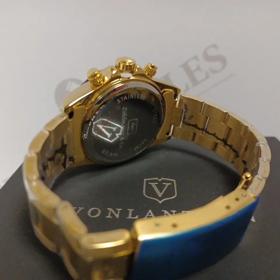 ZIHLMANN & CO TRIPLE DIAL GOLD EFFECT FACE WITH GOLD EFFECT STRAP WATCH