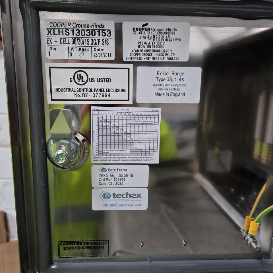 COOPER CROUSE-HINDS EX-CELL RANGE ENCLOSURE – INDUSTRIAL CONTROL PANEL