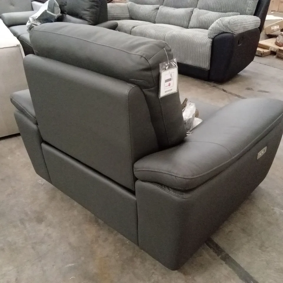PAVILION LEATHER/FAUX LEATHER POWER RECLINER ARMCHAIR - CHARCOAL RRP £829