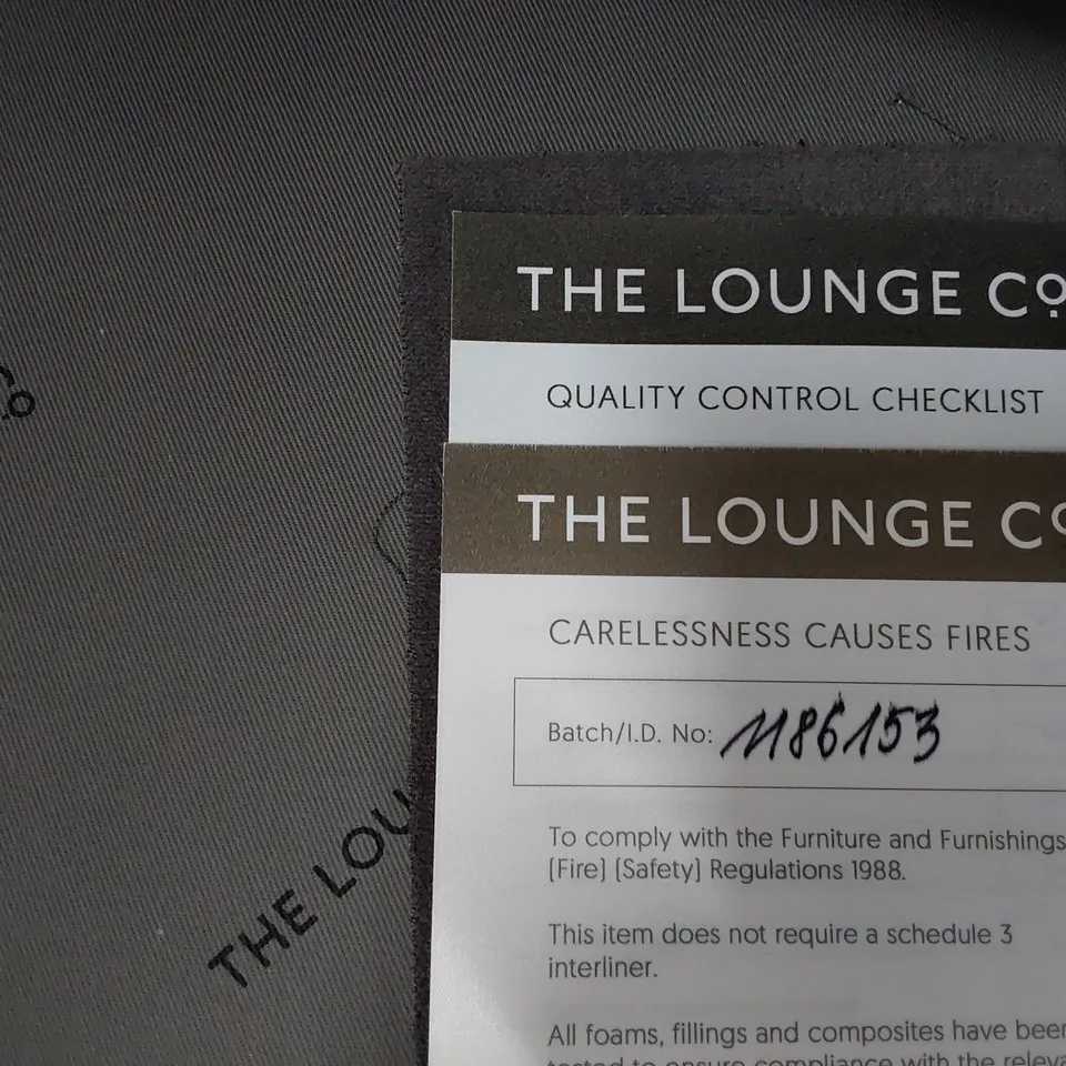 QUALITY BRITISH MADE LOUNGE Co WINGED BACK EASY CHAIR GREY PLUSH FABRIC 