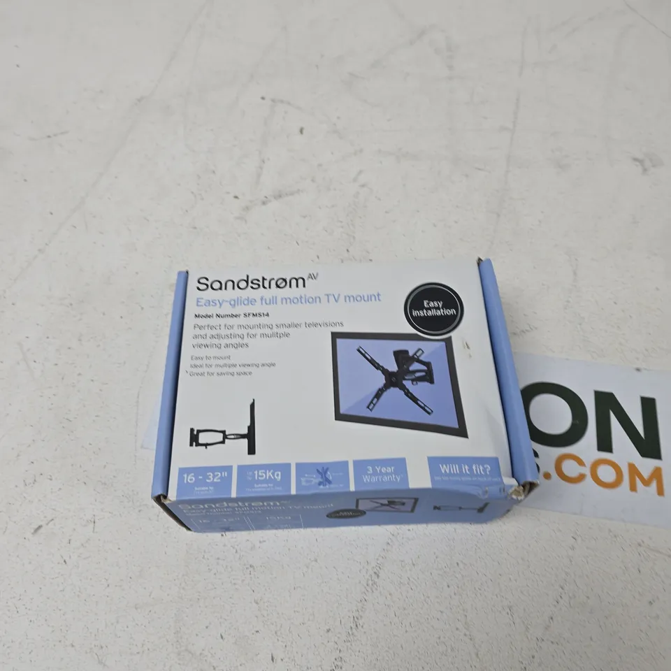 BOX OF APPROXIMATELY 12 ASSORTED ITEMS TO INCLUDE: SANDSTROM TV MOUNT