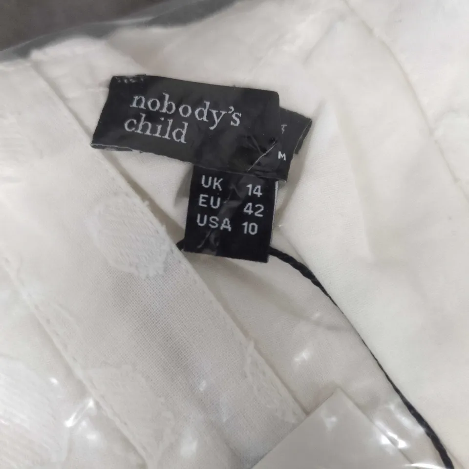 NOBODY'S CHILD STARLIGHT MIDI DRESS - WHITE CIRCLE DETAIL, UK 14 (EU 42, USA 10)