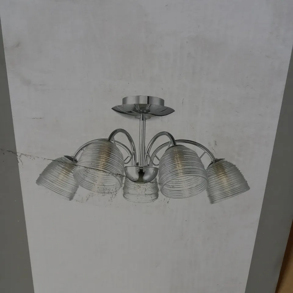 THE LIGHTING STUDIO RIDGLEY 5 LIGHT SEMI FLUSH CHROME/CLEAR LIGHT FITTING 
