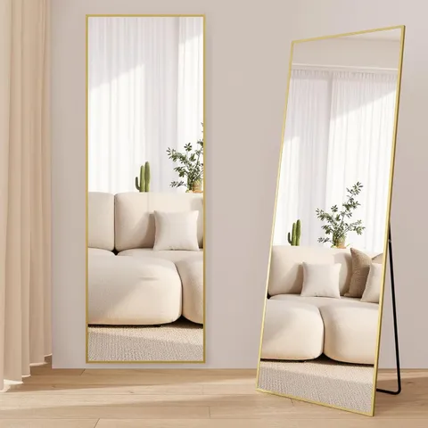 BOXED SONGMICS FULL LENGTH MIRROR, RECTANGLE FULL BODY FLOOR MIRROR WITH STAND
