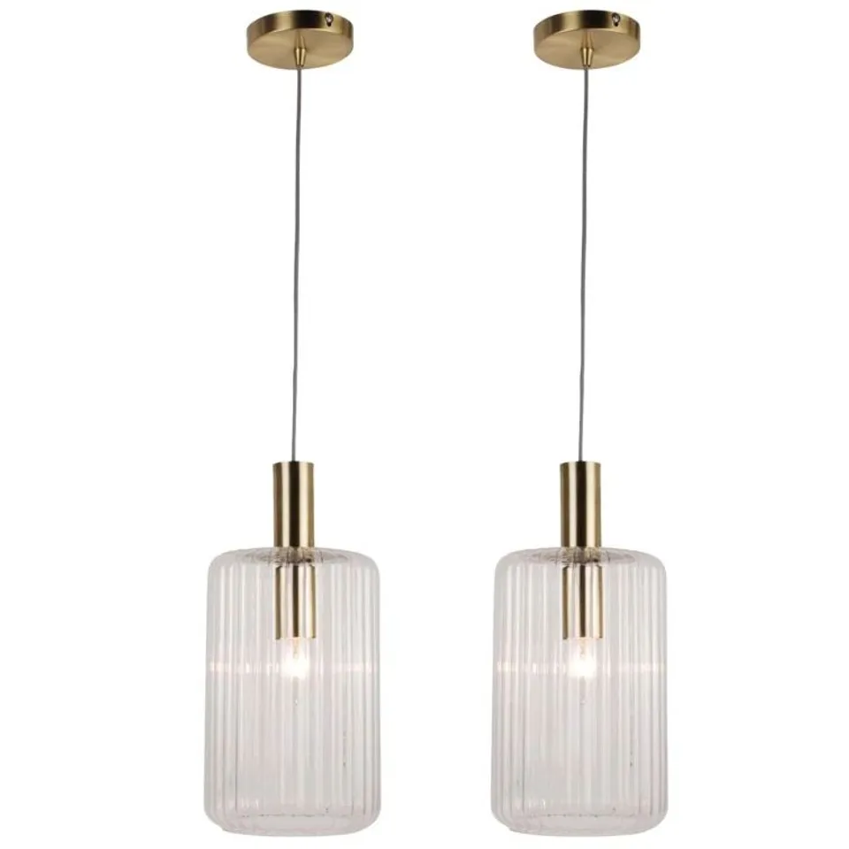 2 BOXED BURVALE 1-LIGHT SINGLE CYLINDER PENDANTS