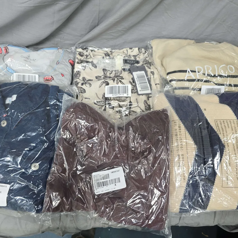 APPROXIMATELY 20 ASSORTED CLOTHING ITEMS IN VARIOUS STYLES, SIZES & COLOURS TO INCLUDE BRANDS SUCH AS APRICOT, IZABEL LONDON, RUTH LANGSFORD, ETC - COLLECTION ONLY
