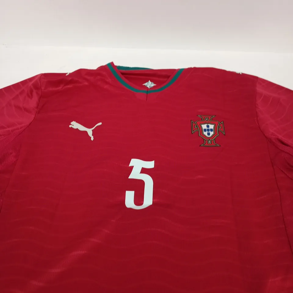 PORTUGAL NATIONAL TEAM FOOTBALL SHIRT – RED, PUMA, NO. 5 - LARGE
