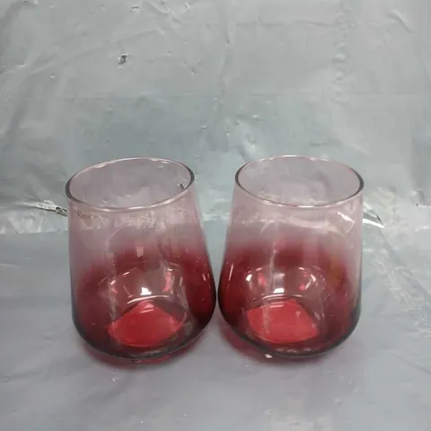 BOXED SET OF 2 RED OMBRE TUMBLER GLASSES 