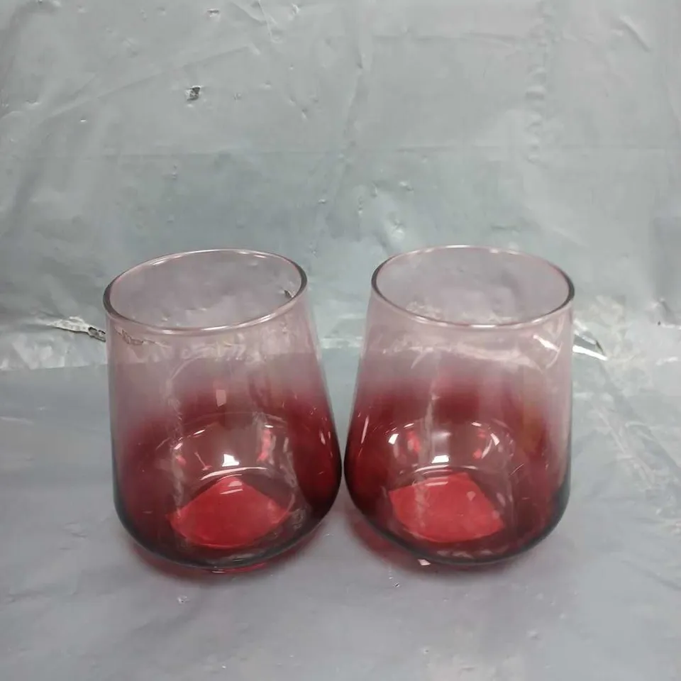 BOXED SET OF 2 RED OMBRE TUMBLER GLASSES  RRP £15