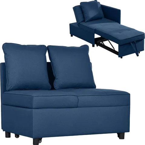 BOXED HOMCOM 3-IN-1 SINGLE SOFA BED WITH THICK PADDED SEAT - BLUE (1 BOX)