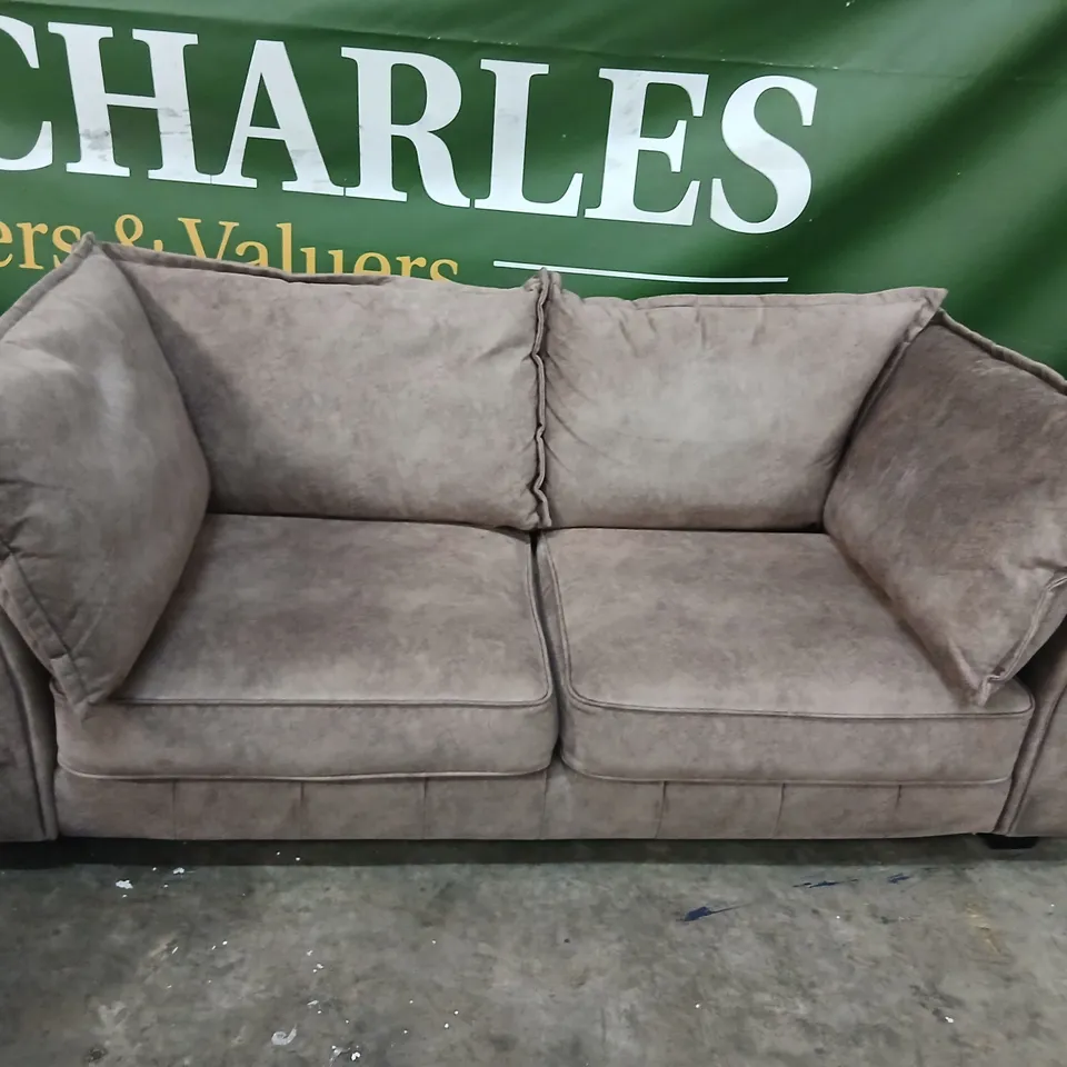 DESIGNER BROWN FABRIC TWO SEATER SOFA
