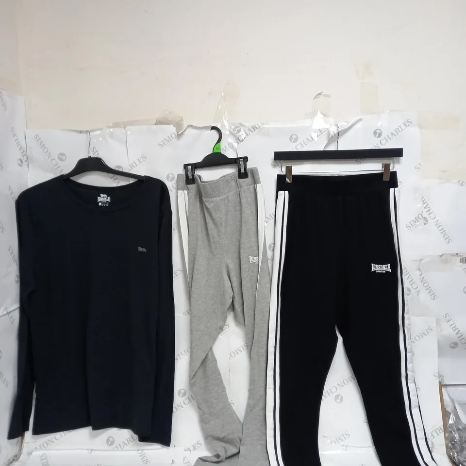 ASSORTED LONGSDALE LONDON PIECES OF CLOTHING OF VARIOUS SIZES, STYLES, AND COLOURS 