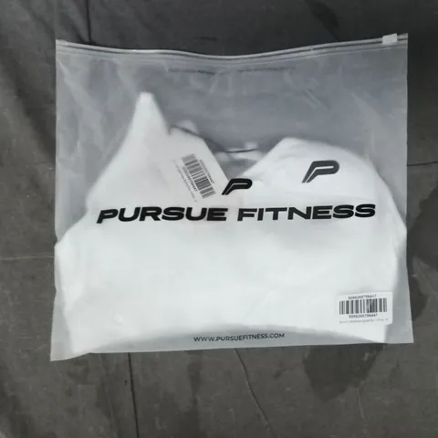 PURSUE FITNESS SCRUNCH SEAMLESS SPORTS BRA IN WHITE SIZE MEDIUM