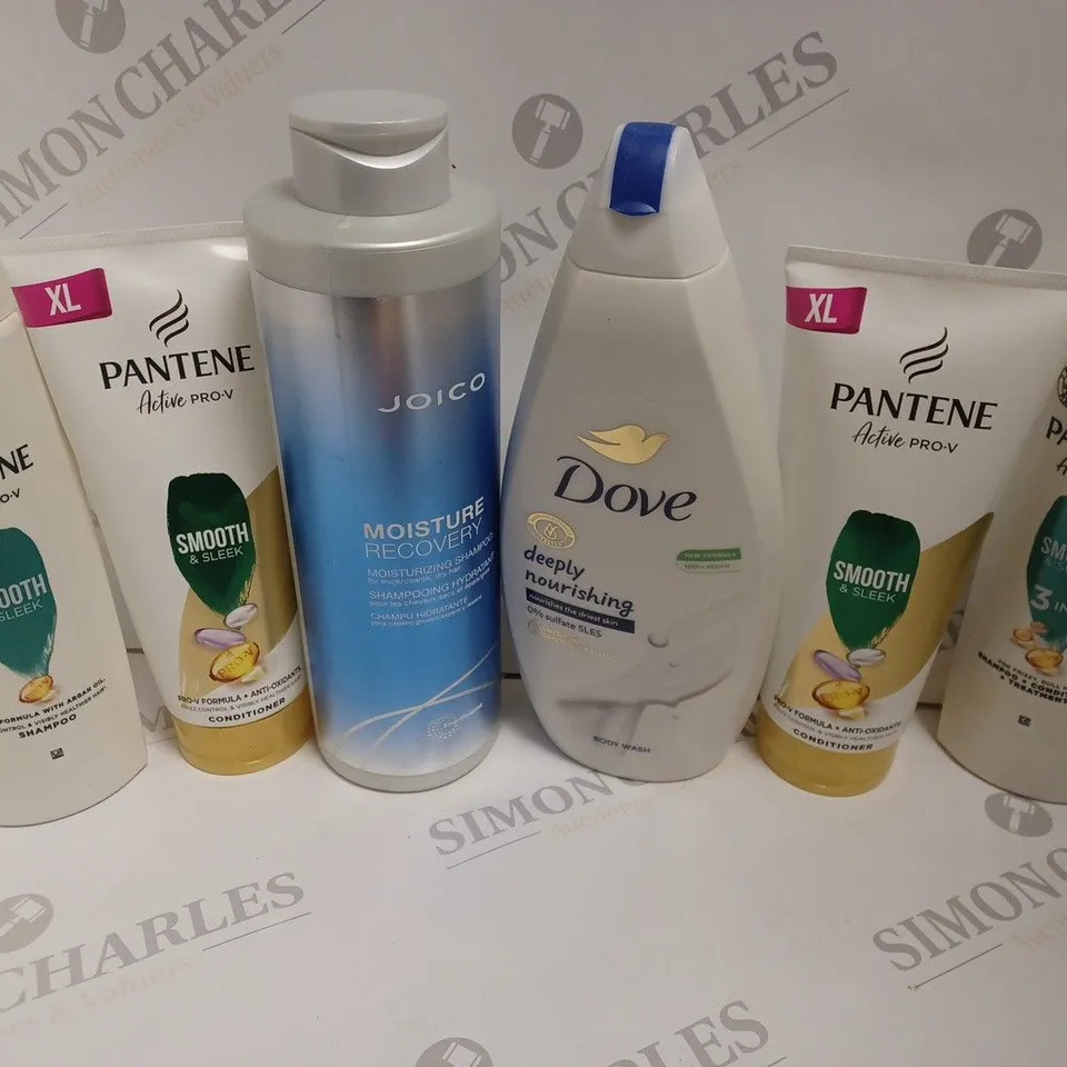 APPROXIMATELY 6 ASSORTED HEALTH AND BEAUTY ITEMS INCLUDING PANTENE SHAMPOO & CONDITIONERS, DOVE BODY WASH