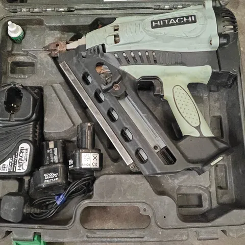 HITACHI KOKI 3 1/2 90MM GAS STRIP NAILER WITH CHARGER AND 2 BATTERIES