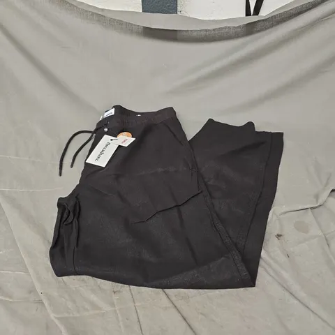 THREADBARE MENS FELLOW LINEN BLEND TROUSER IN BLACK SIZE L