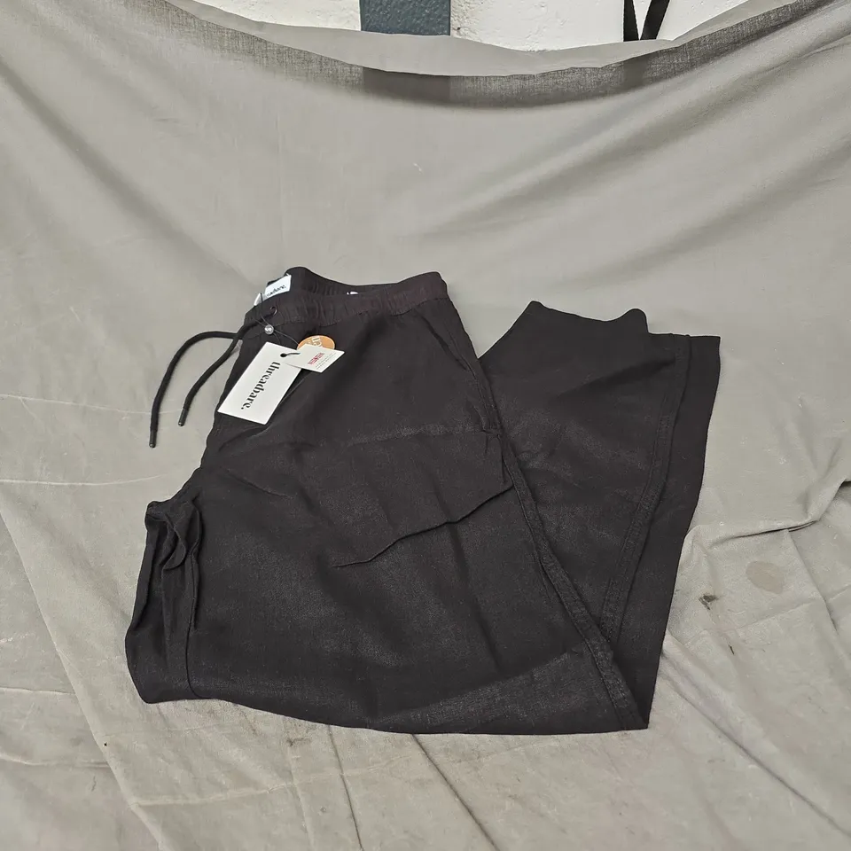 THREADBARE MENS FELLOW LINEN BLEND TROUSER IN BLACK SIZE L