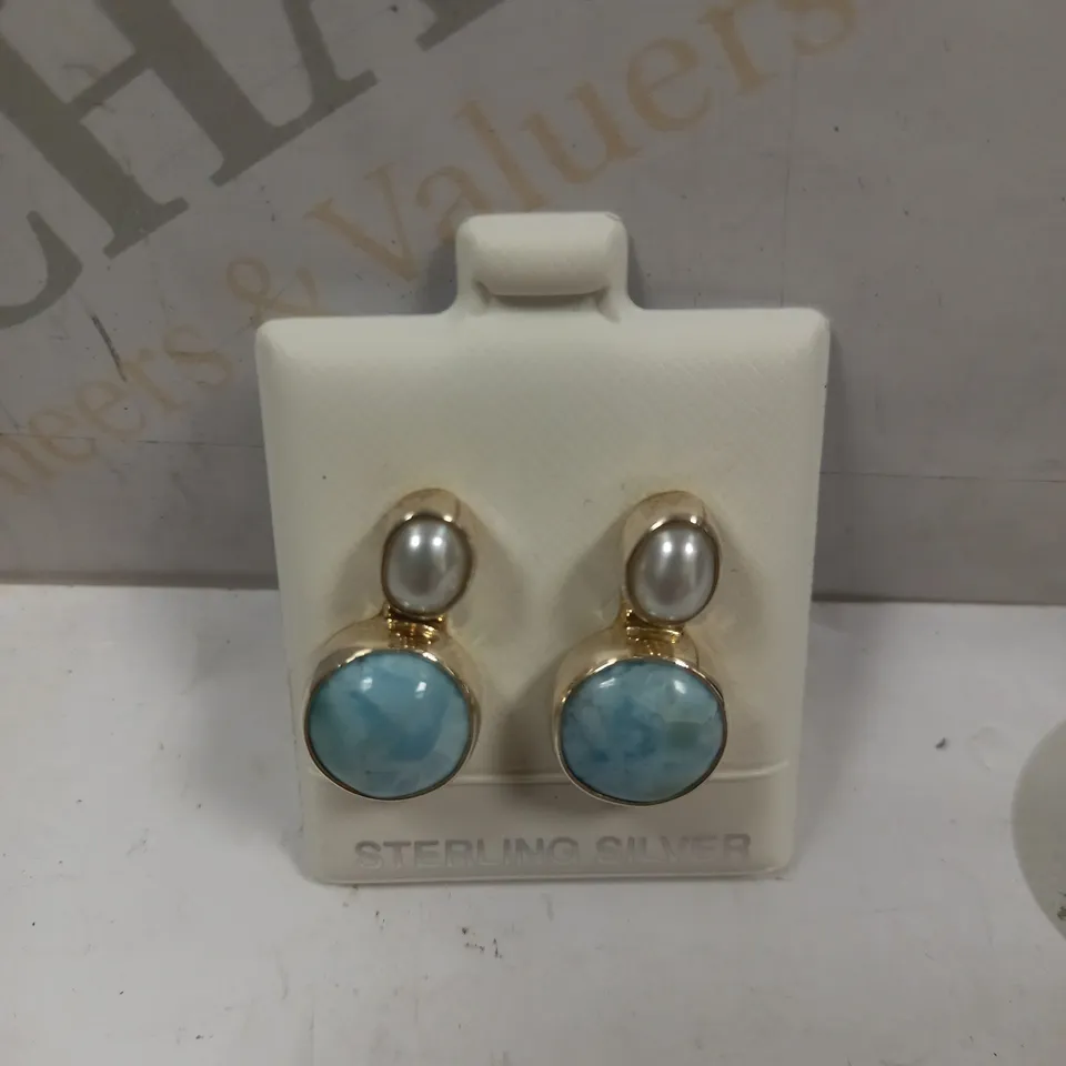 OHLALA BLUE STONE GLASS PEARL EARRINGS 