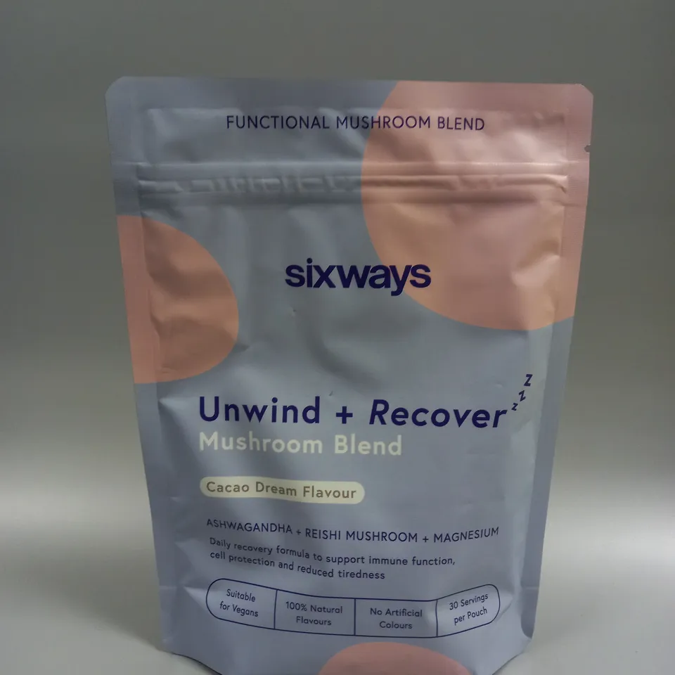 SEALED SIXWAYS UNWIND + RECOVER MUSHROOM BLEND - 150G COCAO DREAM 