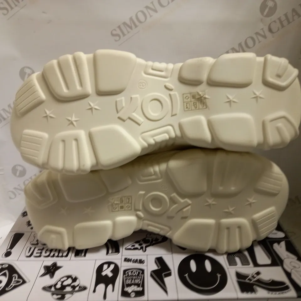 KOI VEGAN JINX WHITE MYSTIC CHARM TRAINERS - SIZE 8