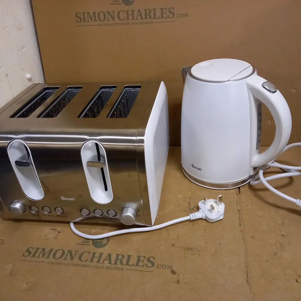 SWAN KETTLE & TOASTER 4-SLICE TWIN PACK - WHITE RRP £49.99