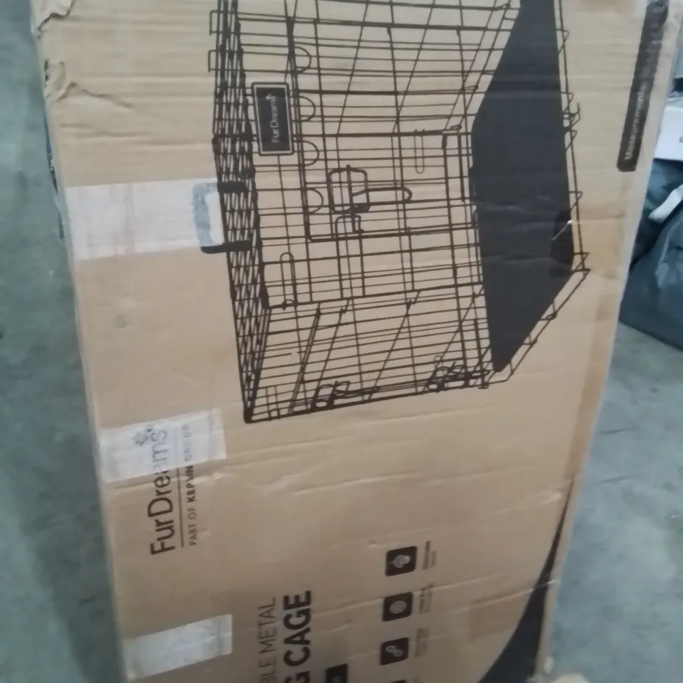 BOXED FURDREAMS 30" FOLDING METAL DOG CAGE