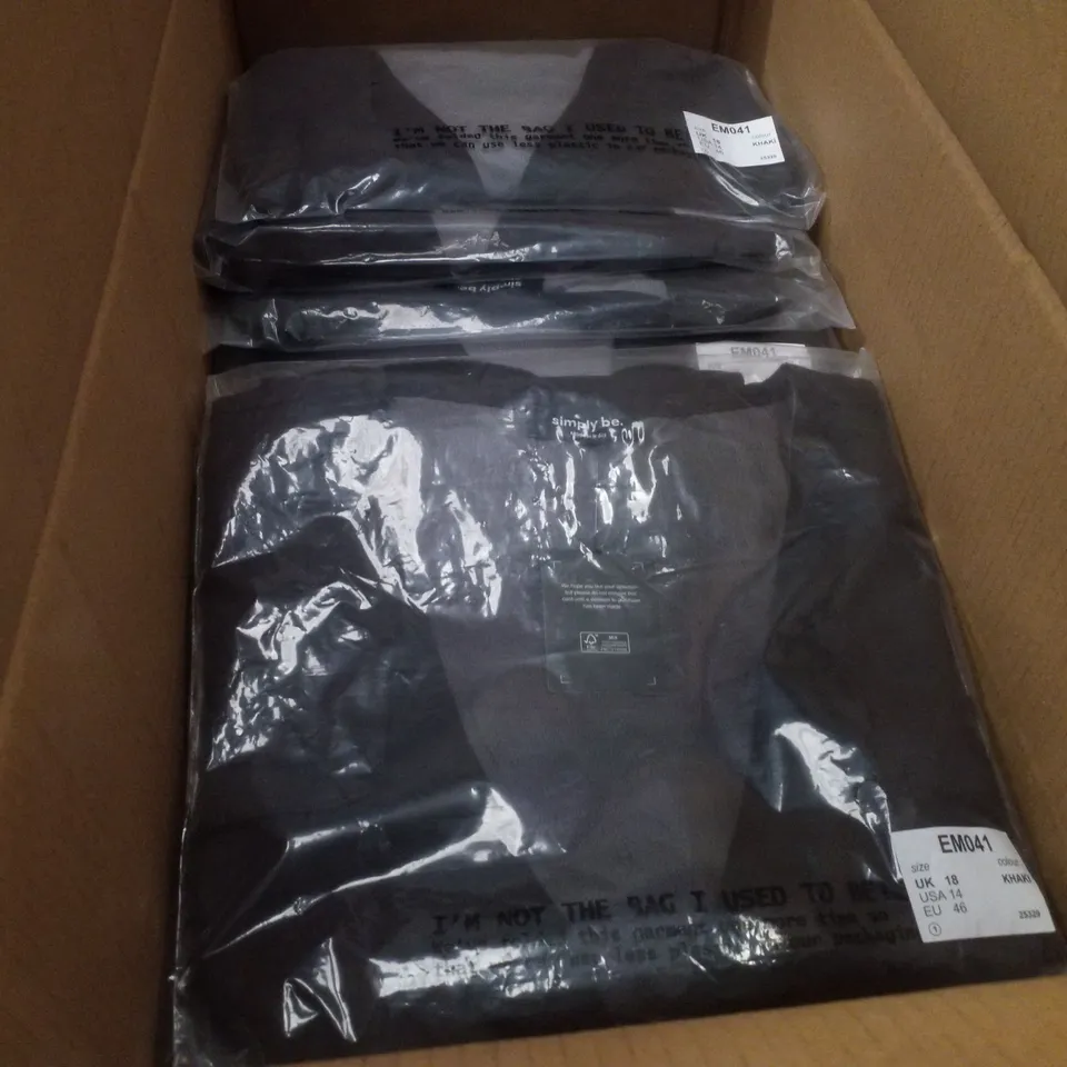 BOX CONTAINING APPROXIMATELY 11 BRAND NEW SIMPLY BE KHAKI RUFFLE BLOUSES - SIZE 18