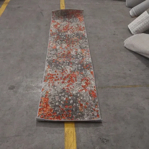 QUALITY ADELITS ABSTRACT GREY AREN RUG - 62 x 240cm