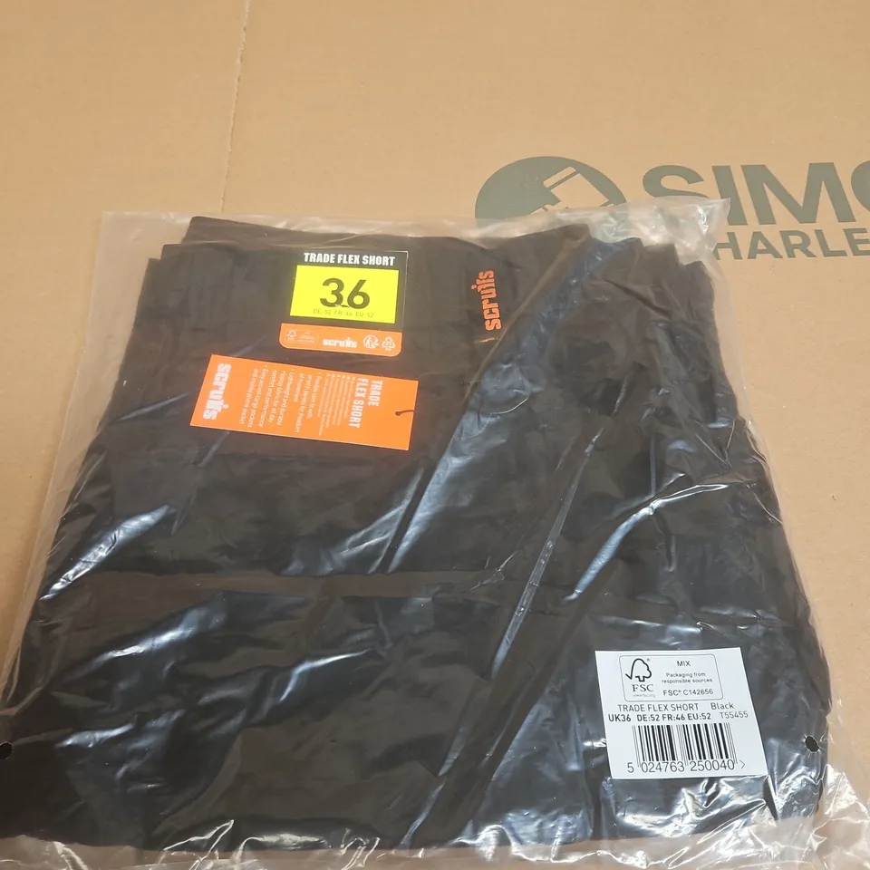 SCRUFFS TRADE FLEX SHORT – BLACK, UK 36 (EU 52)