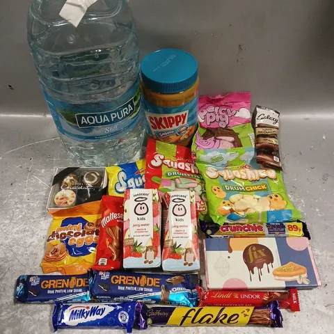 APPROXIMATELY 15 ASSORTED FOOD & DRINK ITEMS TO INCLUDE - SKIPPY SMOOTH PEANUT BUTTER - HOTEL CHOCOLAT SELECTION - GRENADE OREO PROTEIN BAR - ETC - COLLECTION ONLY
