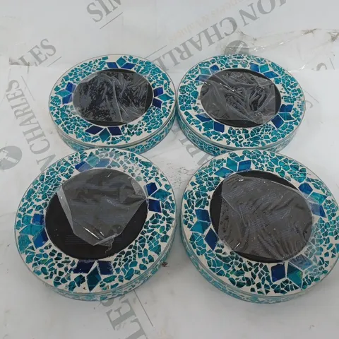 BELL & HOWELL SET OF 2 GLASS MOSAIC DESIGN SOLAR DISK LIGHTS