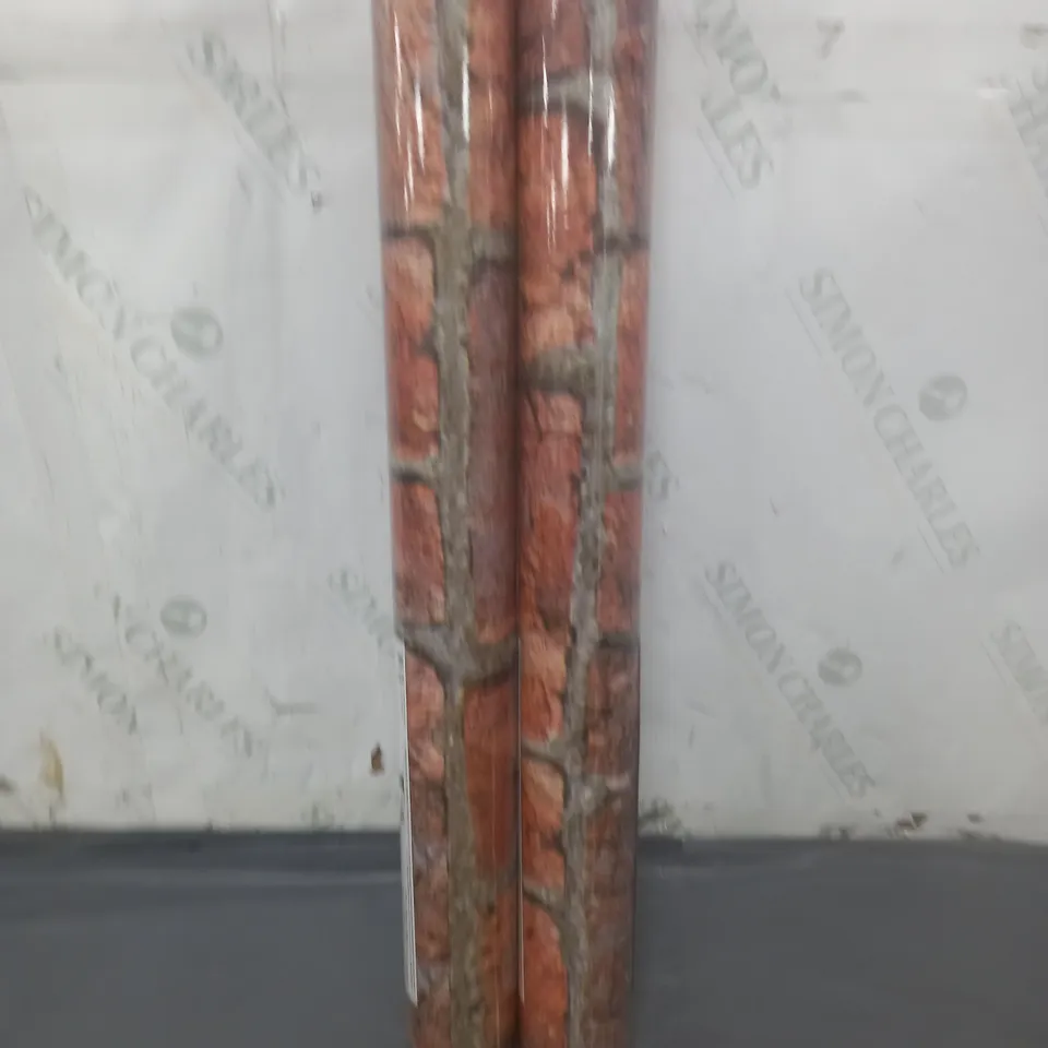 BOX OF APPROXIMATELY 10 ROLLS OF BRICK EFFECT WALLPAPER
