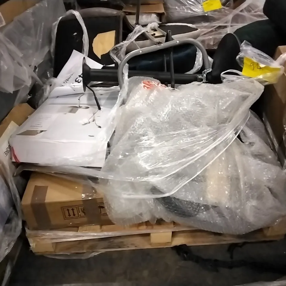 PALLET OF BOXED FURNITURE TO INCLUDEWHITE STORAGE UNIT AND CHAIR PARTS