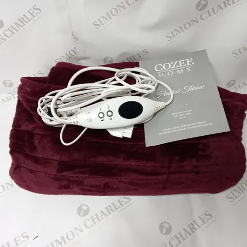 COZEE HOME HEATED THROW IN PLUM 