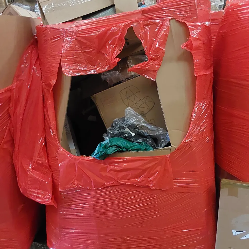 PALLET TO CONTAIN ASSORTED HOUSEHOLD ITEMS AND CONSUMER PRODUCTS. INCLUDING ELECTRICAL TRICKS HEATEDTHROW BLANKET, NERVE GUN, DANCE MAT, TURNTABLE, BAT STOOL ETC 