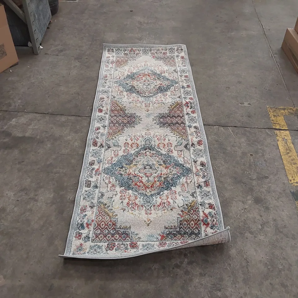 KOPF GREY/TAUPE/DARK BLUE RUG - 80 x 220cm