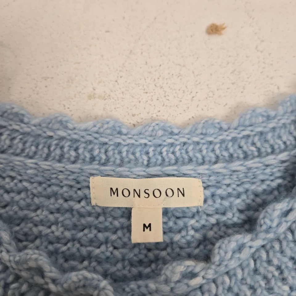 MONSOON BLUE KNIT CARDIGAN – WOMEN'S CROPPED, SIZE M