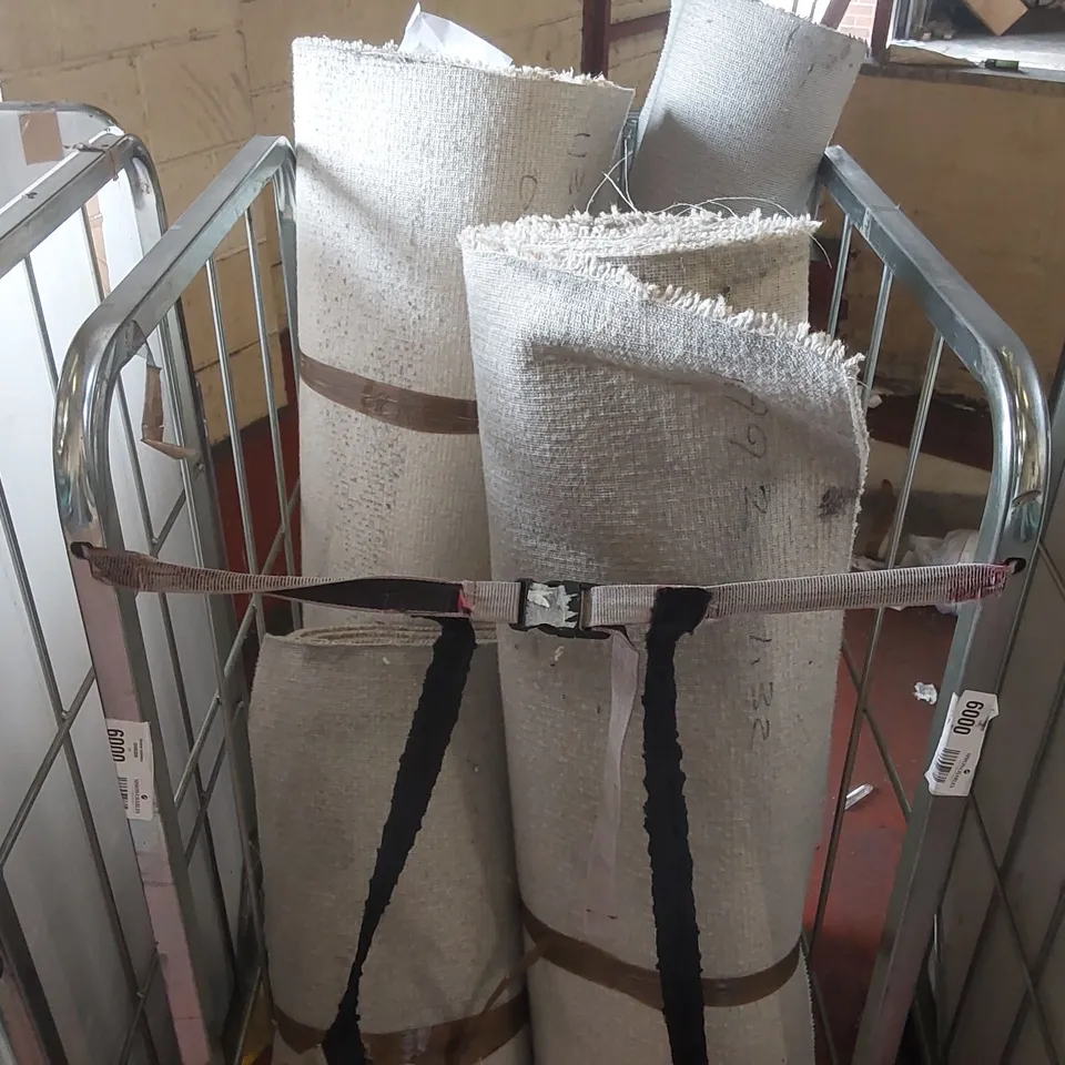 3X CAGES CONTAINING A LARGE ASSORTMENT OF SMALL CARPETS/CARPET CUT-OFFS // CAGES NOT INCLUDED
