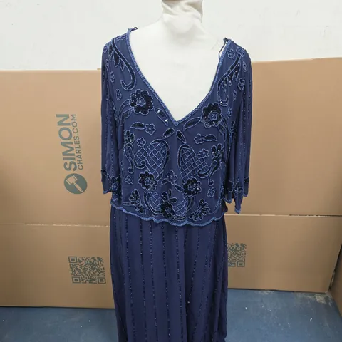 TOGETHER NAVY BEADED EVENING DRESS – UK 18 (EU 46)