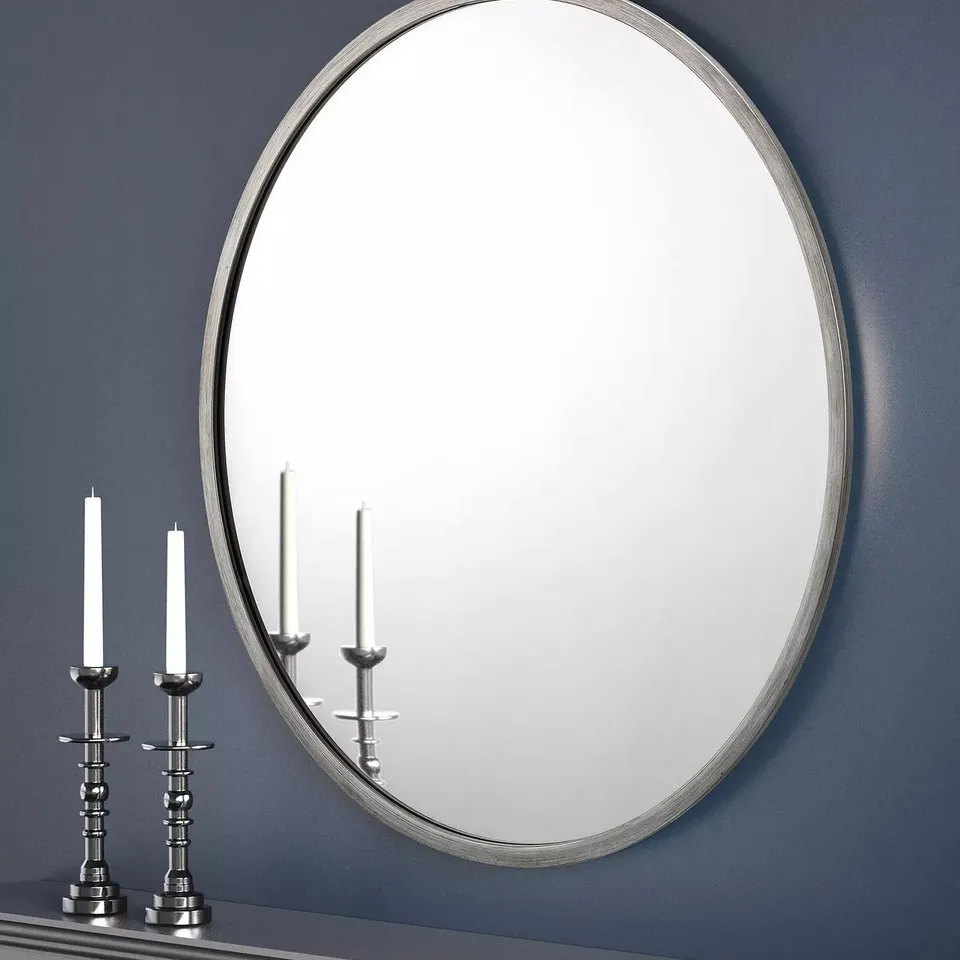 JULIAN BOWEN OCTAVE ROUND MIRROR IN PEWTER