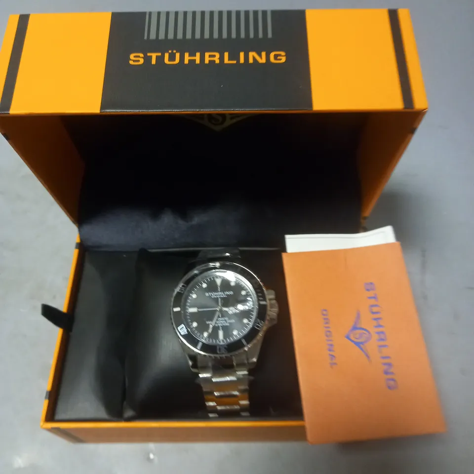 BOXED STUHRLING ALL STAINLESS STEEL AUTOMATIC MOVEMENT GENTS WATCH