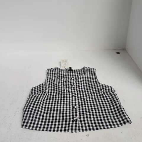 NOBODY'S CHILD SAMMIE BUTTON FRONT TANK – UK 8 (EU 36) – BLACK & WHITE GINGHAM