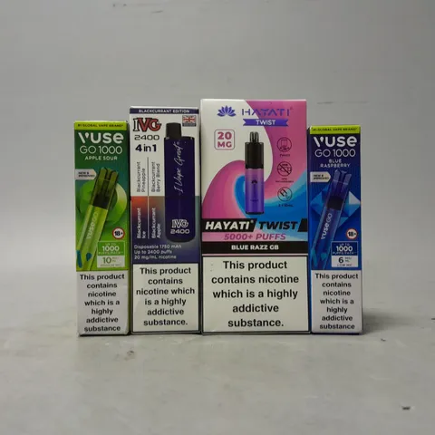 APPROXIMATELY 15 ASSORTED E-CIGARETTE PRODUCTS TO INCLUDE - HAYATI , IVG 2400 , VUSE ETC