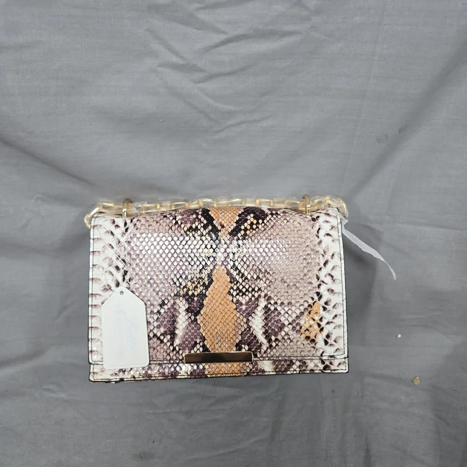 SNAKE PRINT HANDBAG WITH CHAIN STRAP 