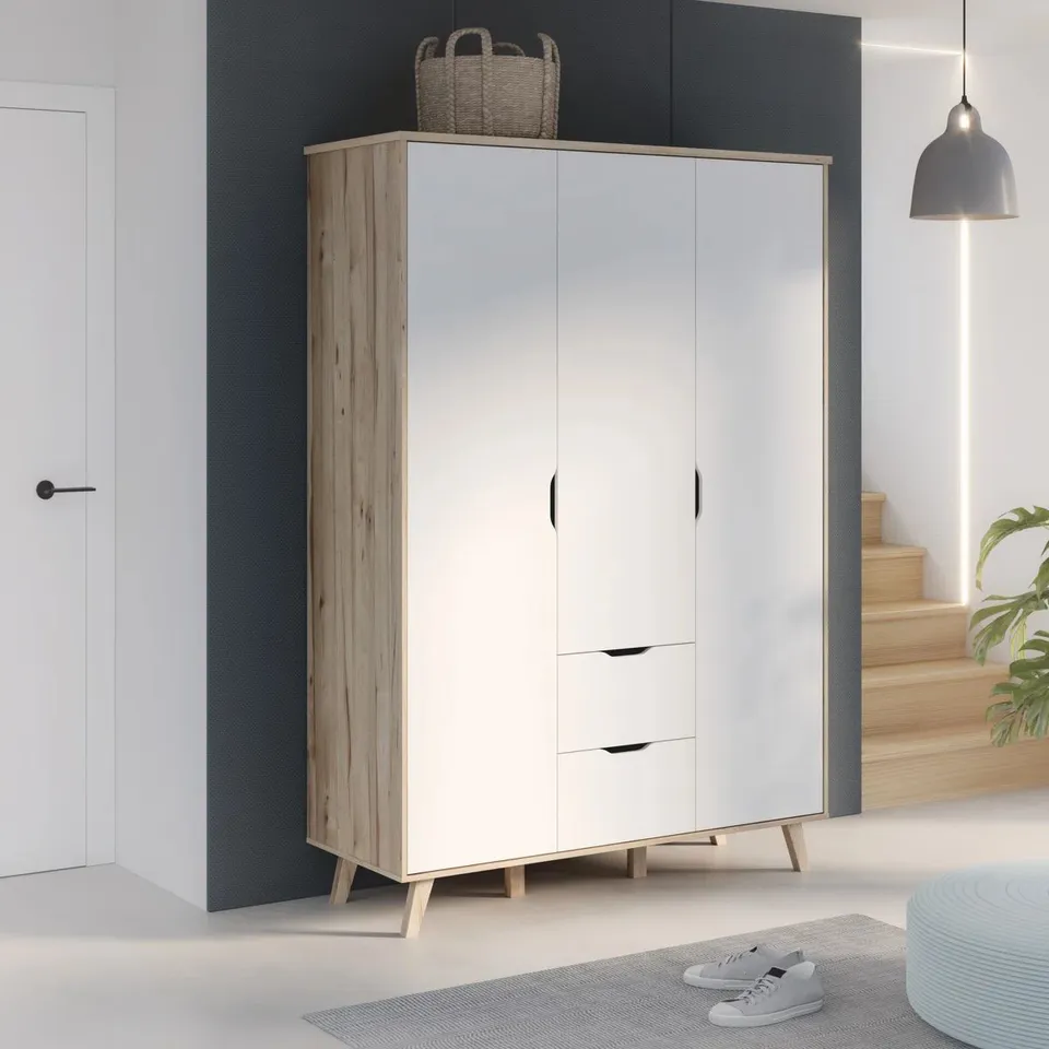 BOXED ASHBURN 3 DOOR WARDROBE (4 BOXES)
