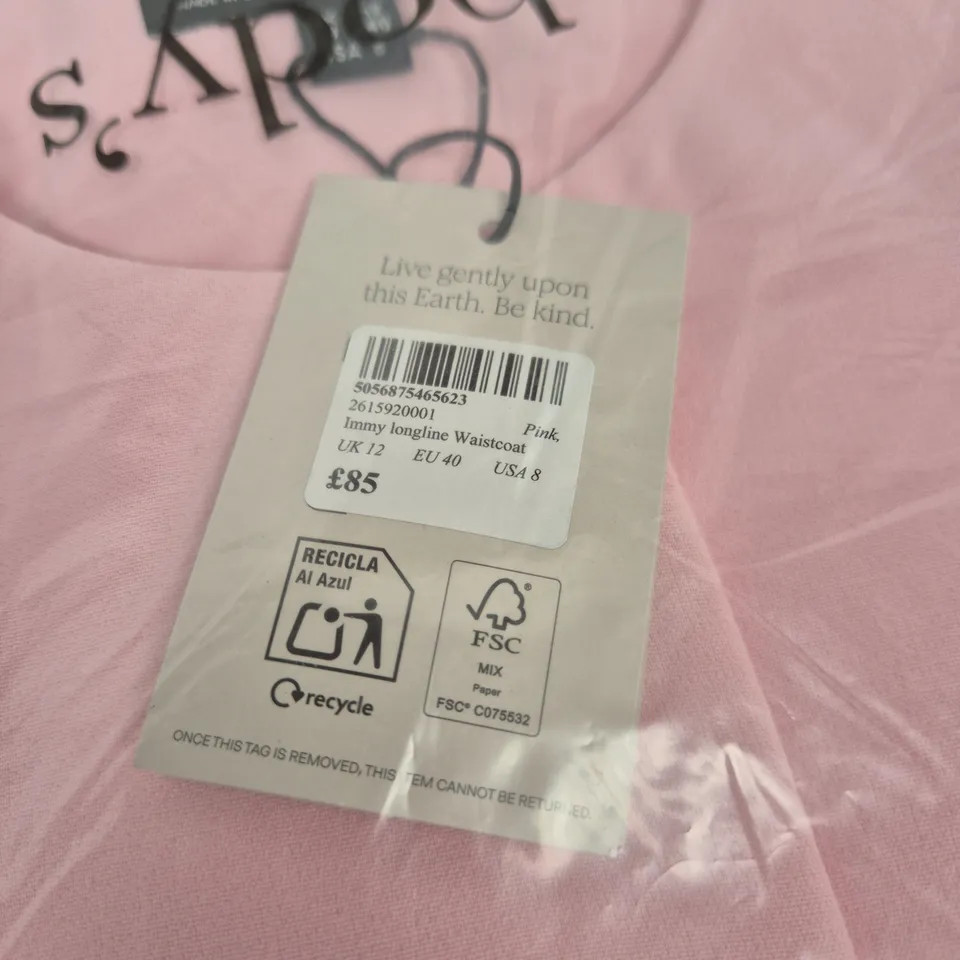 nobody's child Immy Longline Waistcoat - Pink, UK 12 (EU 40, USA 8)