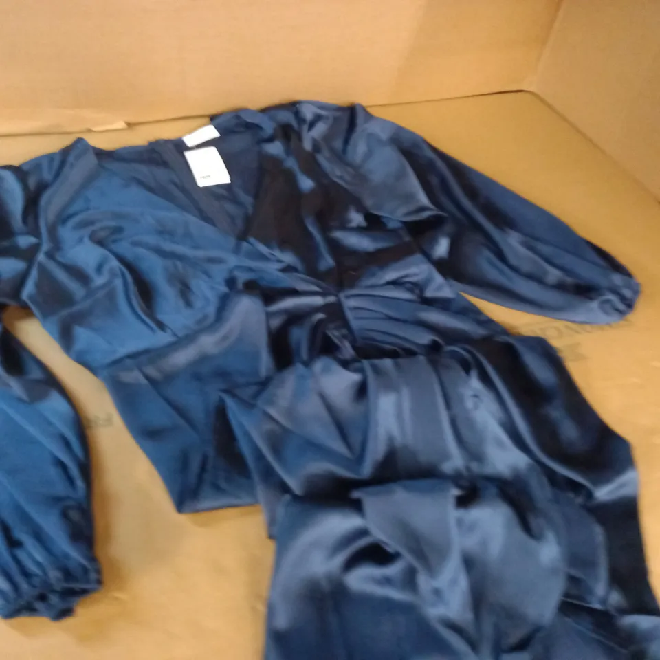 QUIZ NAVY SATIN WRAP RUCHED MIDI DRESS - 18